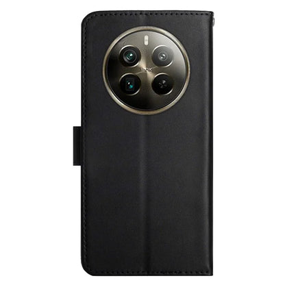 HT02 For Realme 12+ 5G Case Nappa Texture Genuine Cow Leather+TPU Phone Cover