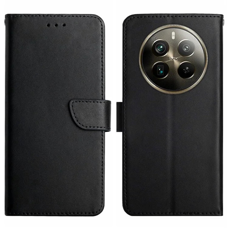 HT02 For Realme 12 Pro 5G / 12 Pro+ 5G Wallet Case Genuine Cow Leather Stand Phone Cover