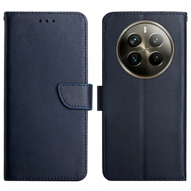 HT02 For Realme 12 Pro 5G / 12 Pro+ 5G Wallet Case Genuine Cow Leather Stand Phone Cover