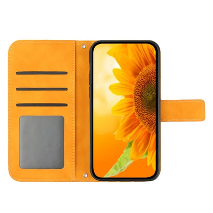 HT04 For Realme 12+ 5G Wallet Case Sunflower Leather Phone Cover with Hand Strap