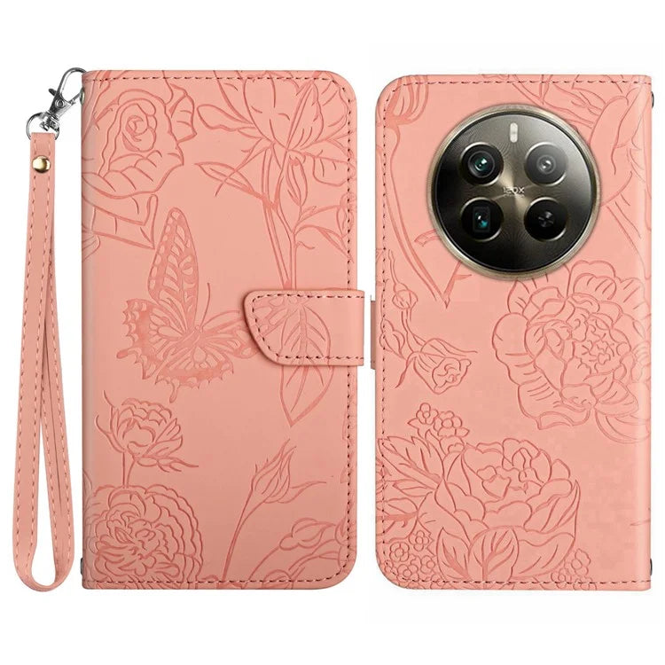 HT03 For Realme 12 Pro 5G / 12 Pro+ 5G Case with Wrist Strap PU Leather Wallet Phone Cover