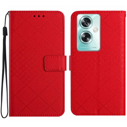 HT06 For Oppo Reno11 F 5G / F25 Pro 5G Leather Case Imprinting Rhombus Pattern Phone Cover