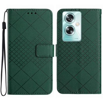 HT06 For Oppo Reno11 F 5G / F25 Pro 5G Leather Case Imprinting Rhombus Pattern Phone Cover