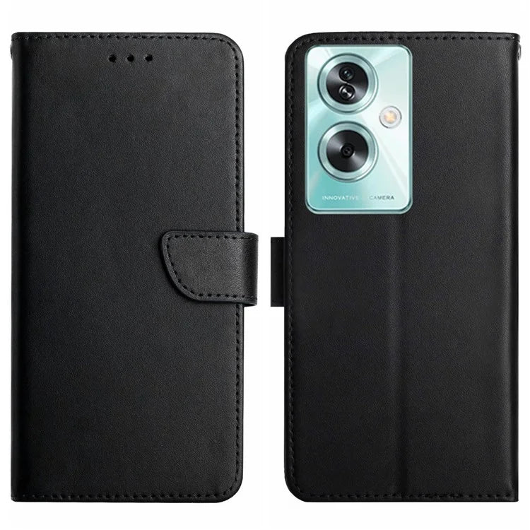 HT02 For Oppo Reno11 F 5G / F25 Pro 5G Case Genuine Cow Leather Solid Color Phone Cover