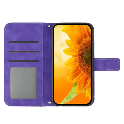 HT04 For Oppo Reno11 F 5G / F25 Pro 5G Case with Shoulder Strap Sunflower PU Leather Flip Phone Cover