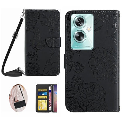 HT03 For Oppo Reno11 F 5G / F25 Pro 5G Leather Case Flip Butterfly Flower Crossbody Phone Cover