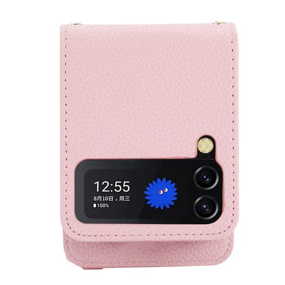 For Samsung Galaxy Z Flip4 5G Case PU Leather Zipper Purse Crossbody Phone Cover