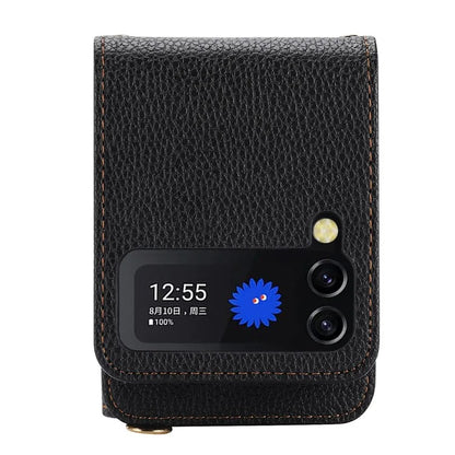For Samsung Galaxy Z Flip4 5G Case PU Leather Zipper Purse Crossbody Phone Cover