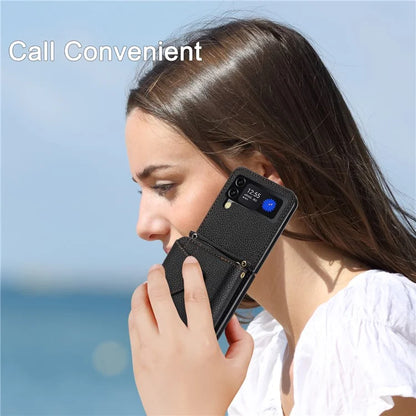 For Samsung Galaxy Z Flip4 5G Case PU Leather Zipper Purse Crossbody Phone Cover