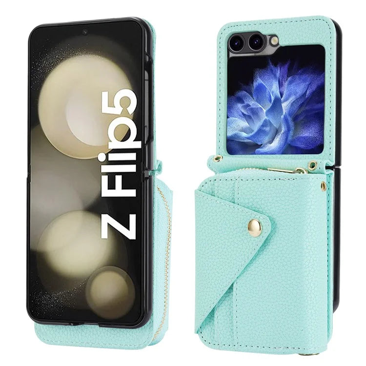 For Samsung Galaxy Z Flip5 5G Case PU Leather Card Slots Holder Phone Back Cover