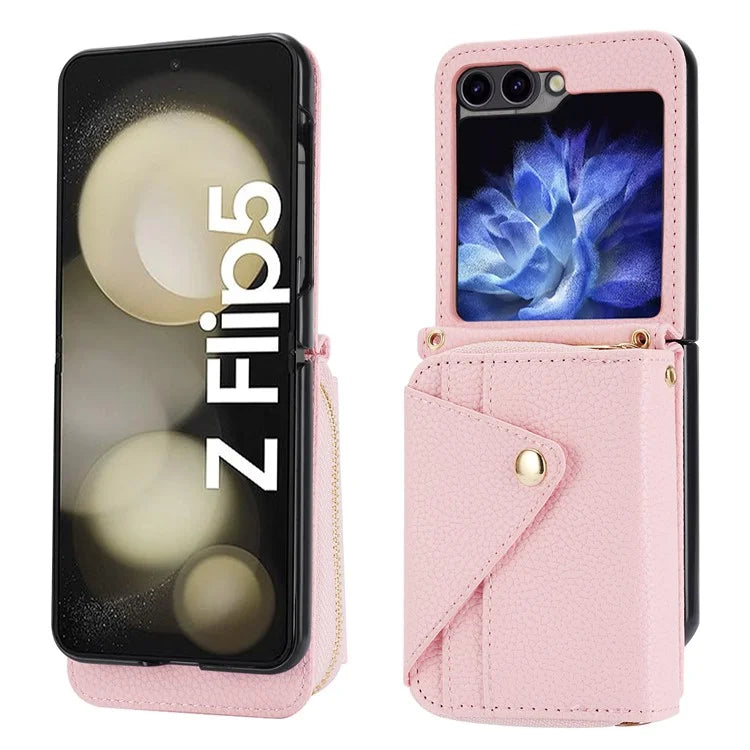 For Samsung Galaxy Z Flip5 5G Case PU Leather Card Slots Holder Phone Back Cover