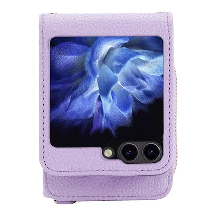 For Samsung Galaxy Z Flip5 5G Case PU Leather Card Slots Holder Phone Back Cover