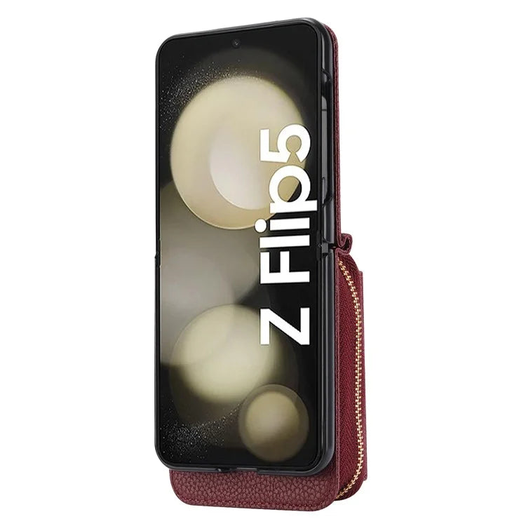 For Samsung Galaxy Z Flip5 5G Case PU Leather Card Slots Holder Phone Back Cover