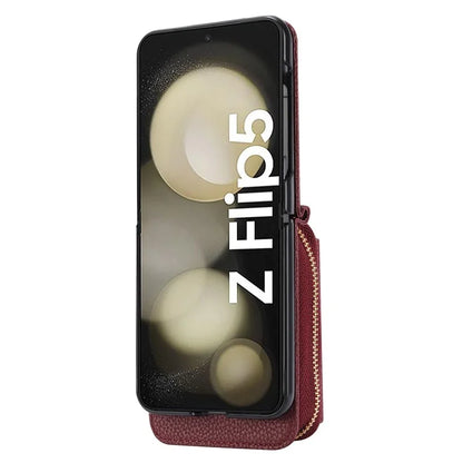 For Samsung Galaxy Z Flip5 5G Case PU Leather Card Slots Holder Phone Back Cover