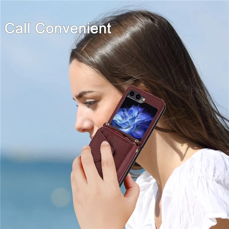 For Samsung Galaxy Z Flip5 5G Case PU Leather Card Slots Holder Phone Back Cover