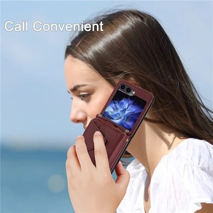 For Samsung Galaxy Z Flip5 5G Case PU Leather Card Slots Holder Phone Back Cover