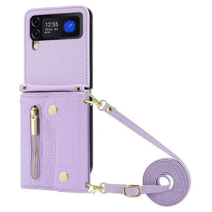 For Samsung Galaxy Z Flip3 5G Case PU Leather Zipper Credit Card Holder Phone Back Cover