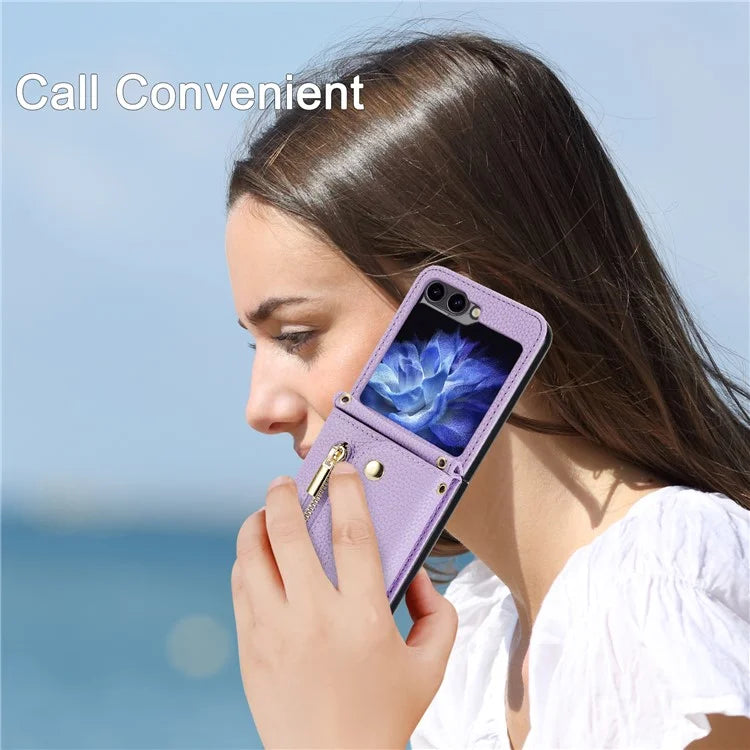 For Samsung Galaxy Z Flip5 5G Case Card Holder Crossbody Phone Purse Leather Back Cover