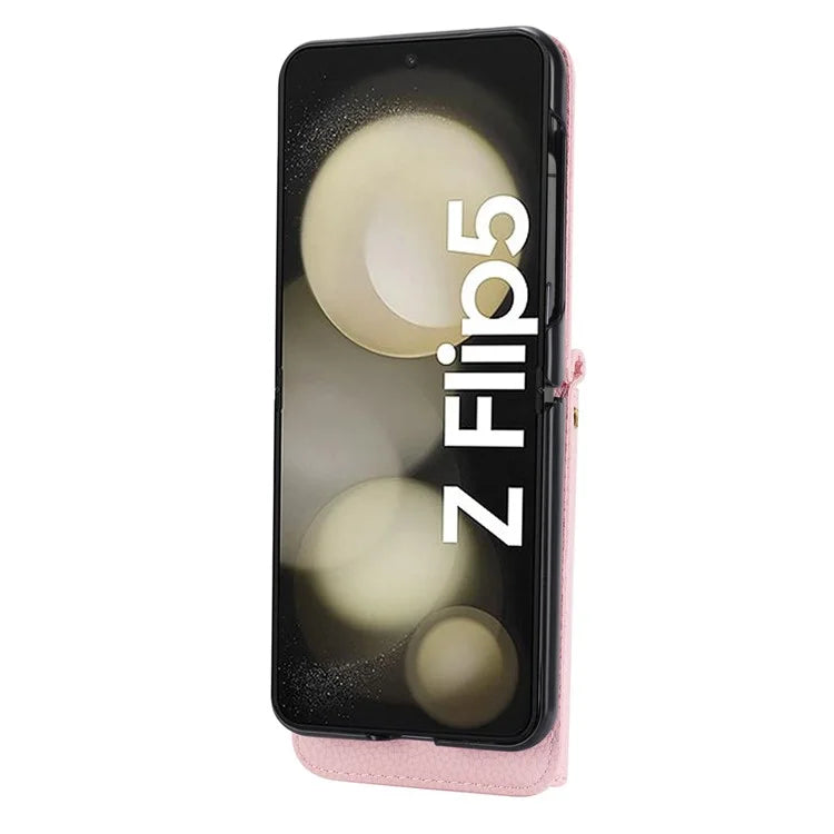 For Samsung Galaxy Z Flip5 5G Case Card Holder Crossbody Phone Purse Leather Back Cover