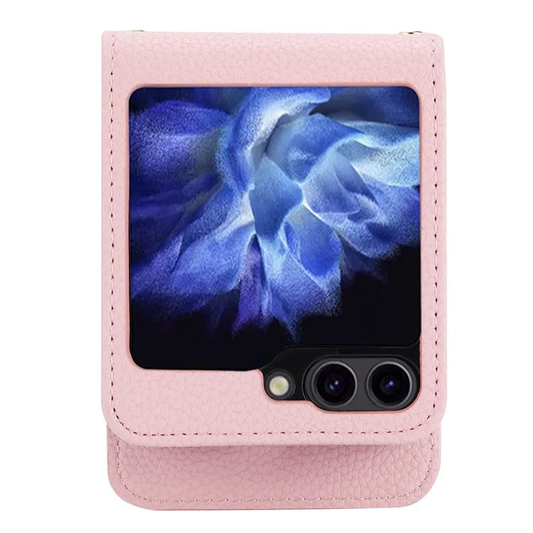 For Samsung Galaxy Z Flip5 5G Case Card Holder Crossbody Phone Purse Leather Back Cover