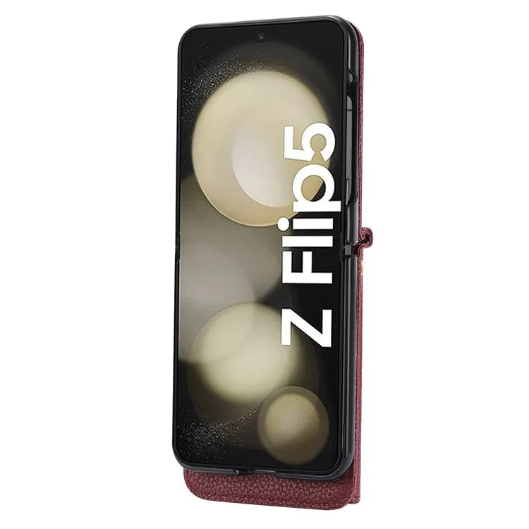 For Samsung Galaxy Z Flip5 5G Case Card Holder Crossbody Phone Purse Leather Back Cover