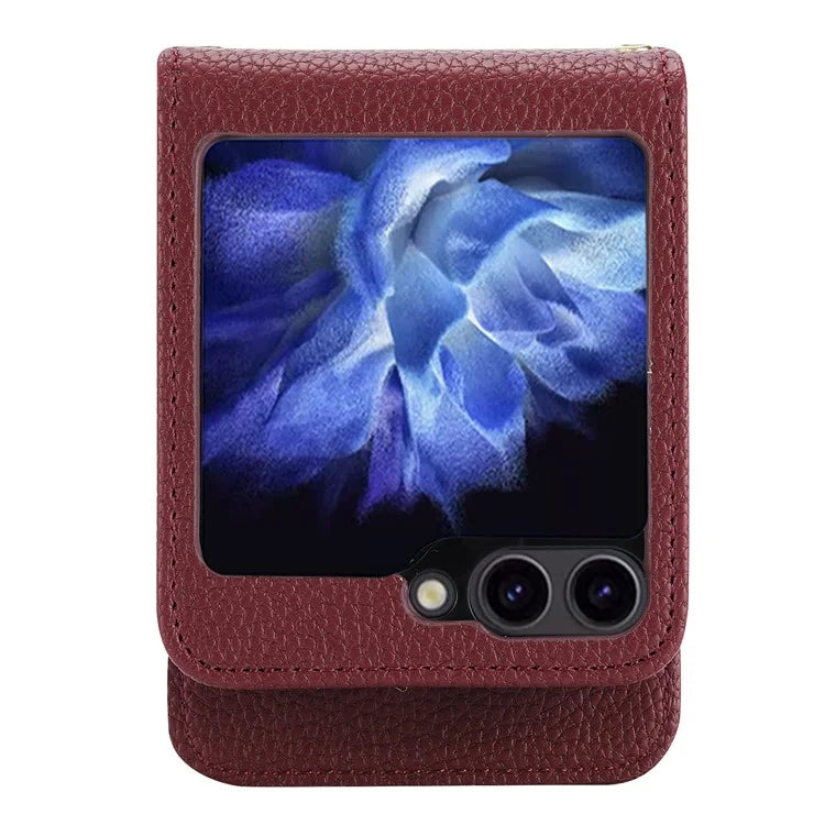 For Samsung Galaxy Z Flip5 5G Case Card Holder Crossbody Phone Purse Leather Back Cover