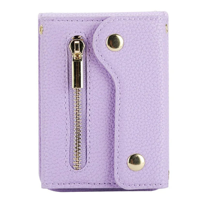 For Samsung Galaxy Z Flip4 5G Back Case PU Leather Zipper Wallet Phone Cover with Shoulder Strap