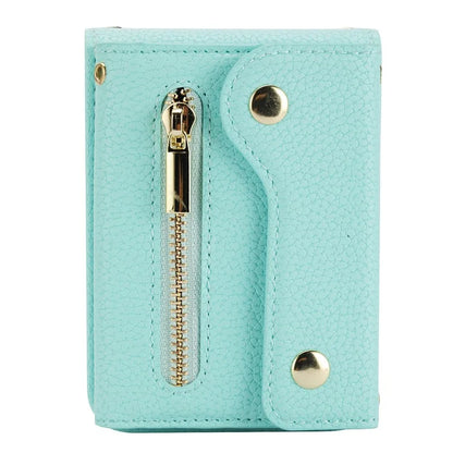 For Samsung Galaxy Z Flip4 5G Back Case PU Leather Zipper Wallet Phone Cover with Shoulder Strap