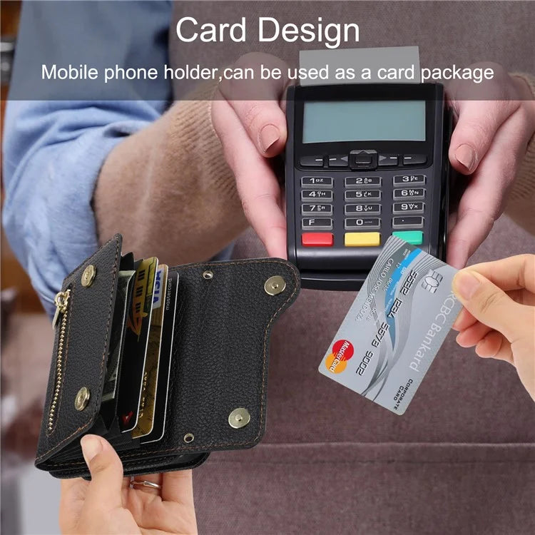 For Samsung Galaxy Z Flip4 5G Back Case PU Leather Zipper Wallet Phone Cover with Shoulder Strap