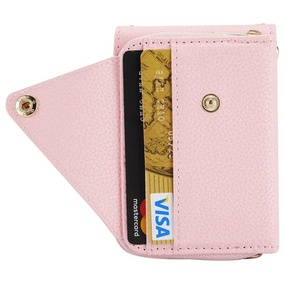 For Samsung Galaxy Z Flip3 5G Back Case PU Leather Zipper Wallet Phone Cover with Detachable Lanyard