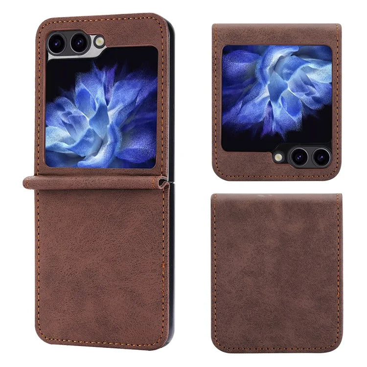 DF-05 For Samsung Galaxy Z Flip5 5G Case Shockproof PC+PU Leather Phone Cover