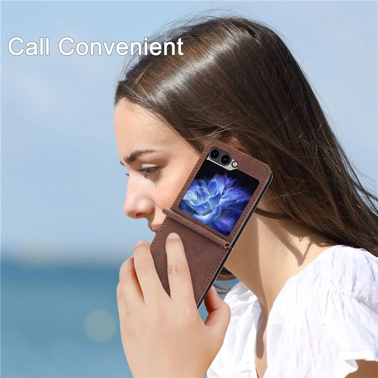 DF-05 For Samsung Galaxy Z Flip5 5G Case Shockproof PC+PU Leather Phone Cover