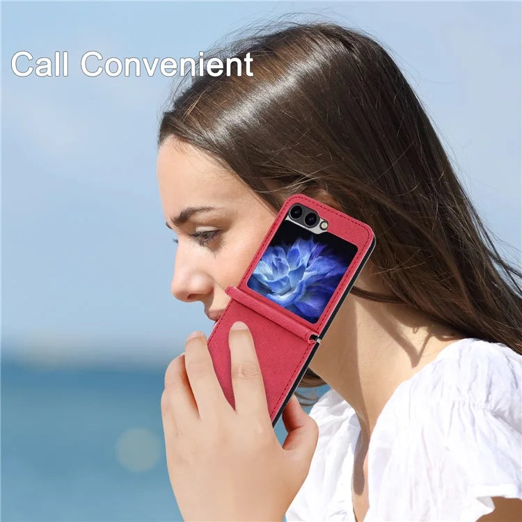 DF-05 For Samsung Galaxy Z Flip5 5G Case Shockproof PC+PU Leather Phone Cover