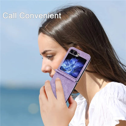 DF-05 For Samsung Galaxy Z Flip5 5G Case Shockproof PC+PU Leather Phone Cover