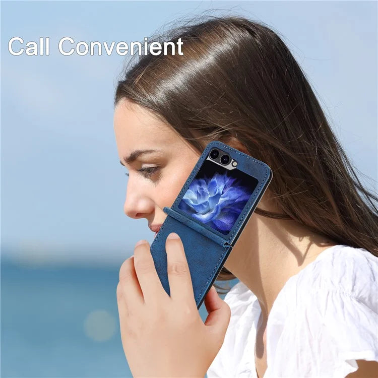 DF-05 For Samsung Galaxy Z Flip5 5G Case Shockproof PC+PU Leather Phone Cover