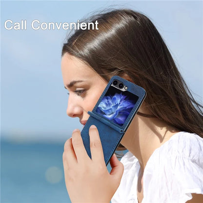 DF-05 For Samsung Galaxy Z Flip5 5G Case Shockproof PC+PU Leather Phone Cover