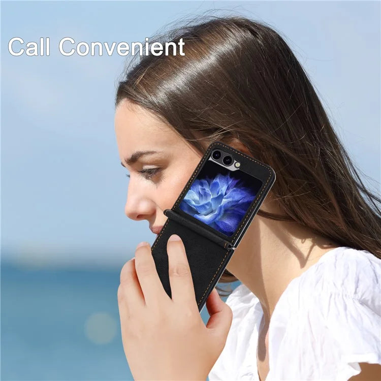 DF-05 For Samsung Galaxy Z Flip5 5G Case Shockproof PC+PU Leather Phone Cover