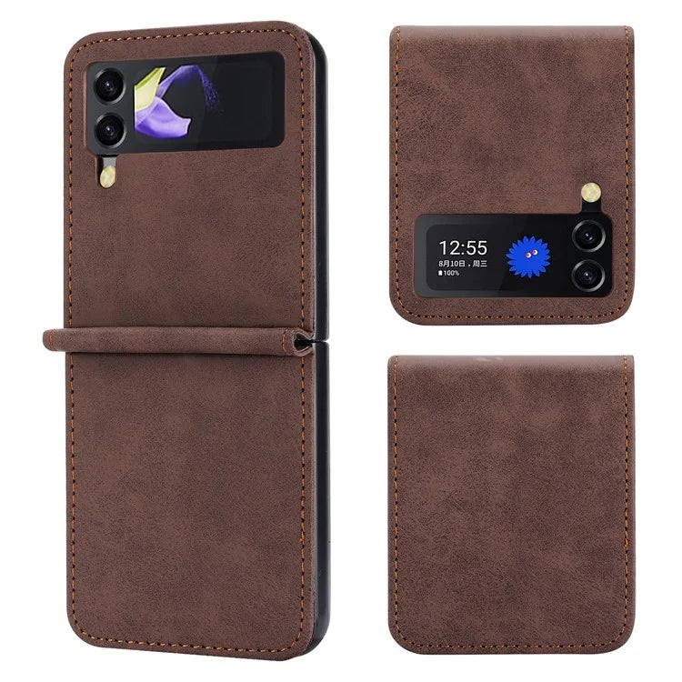 DF-05 For Samsung Galaxy Z Flip4 5G Case PC+PU Leather Bump Proof Back Phone Cover
