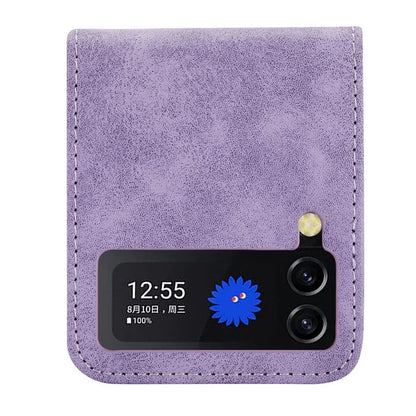 DF-05 For Samsung Galaxy Z Flip4 5G Case PC+PU Leather Bump Proof Back Phone Cover