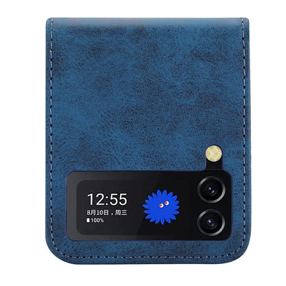 DF-05 For Samsung Galaxy Z Flip4 5G Case PC+PU Leather Bump Proof Back Phone Cover