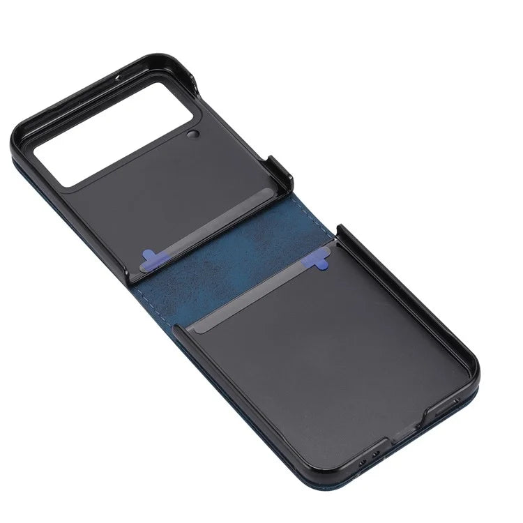 DF-05 For Samsung Galaxy Z Flip4 5G Case PC+PU Leather Bump Proof Back Phone Cover