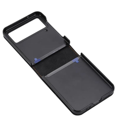DF-05 For Samsung Galaxy Z Flip4 5G Case PC+PU Leather Bump Proof Back Phone Cover