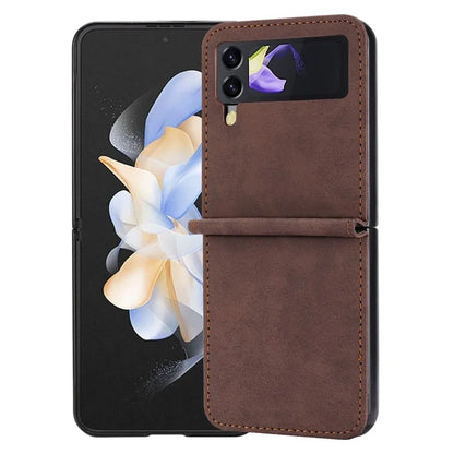 DF-05 For Samsung Galaxy Z Flip3 5G Case Solid Color PC+PU Leather Cell Phone Cover