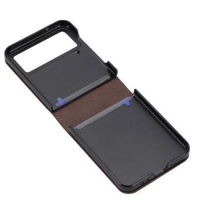 DF-05 For Samsung Galaxy Z Flip3 5G Case Solid Color PC+PU Leather Cell Phone Cover