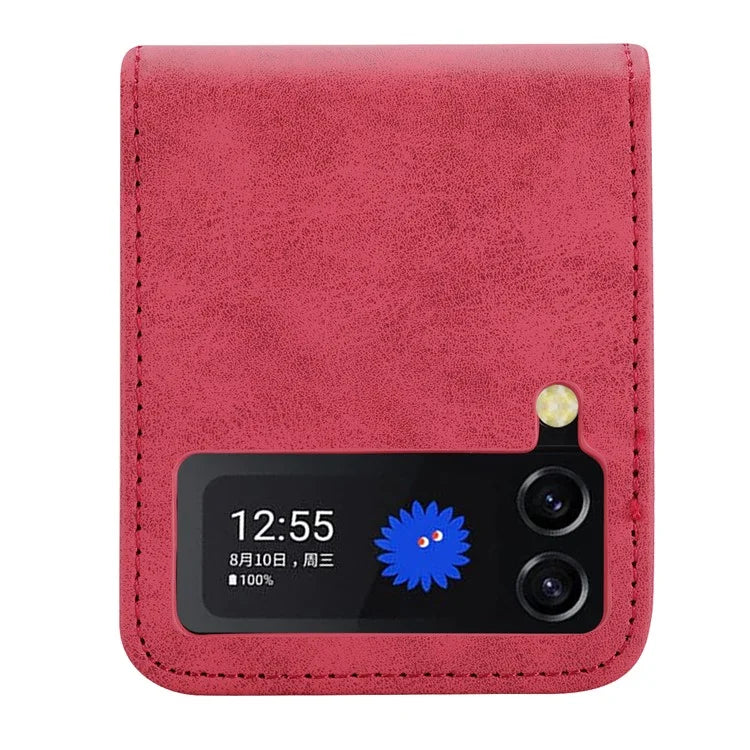 DF-05 For Samsung Galaxy Z Flip3 5G Case Solid Color PC+PU Leather Cell Phone Cover