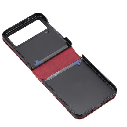 DF-05 For Samsung Galaxy Z Flip3 5G Case Solid Color PC+PU Leather Cell Phone Cover