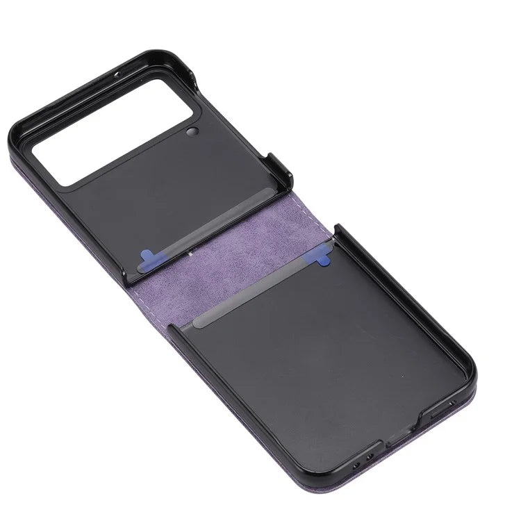 DF-05 For Samsung Galaxy Z Flip3 5G Case Solid Color PC+PU Leather Cell Phone Cover