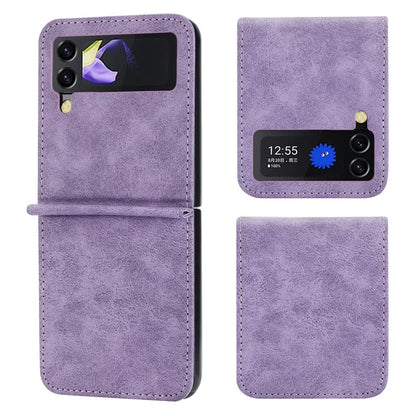 DF-05 For Samsung Galaxy Z Flip3 5G Case Solid Color PC+PU Leather Cell Phone Cover