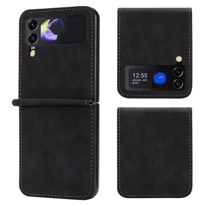 DF-05 For Samsung Galaxy Z Flip3 5G Case Solid Color PC+PU Leather Cell Phone Cover