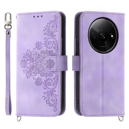 For Xiaomi Redmi A3 Leather Phone Cover Flower Pattern Case Multiple Card Slots